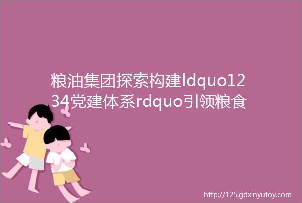 粮油集团探索构建ldquo1234党建体系rdquo引领粮食和物资储备事业高质量发展