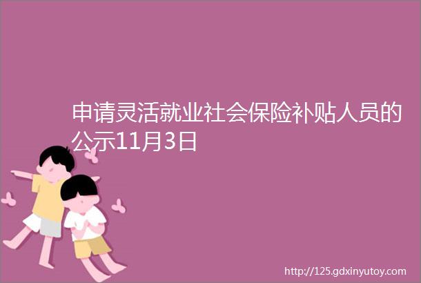 申请灵活就业社会保险补贴人员的公示11月3日