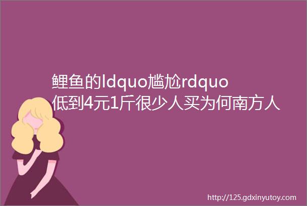 鲤鱼的ldquo尴尬rdquo低到4元1斤很少人买为何南方人不爱吃鲤鱼