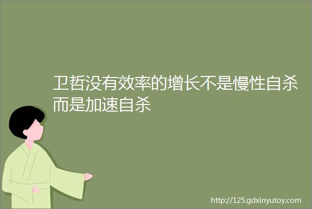 卫哲没有效率的增长不是慢性自杀而是加速自杀