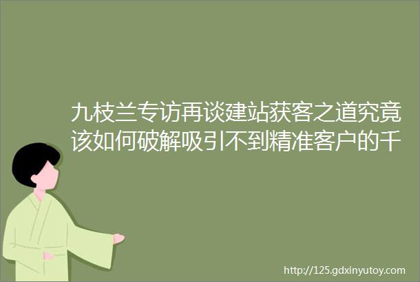 九枝兰专访再谈建站获客之道究竟该如何破解吸引不到精准客户的千古难题