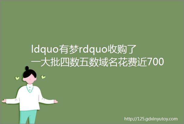 ldquo有梦rdquo收购了一大批四数五数域名花费近700万