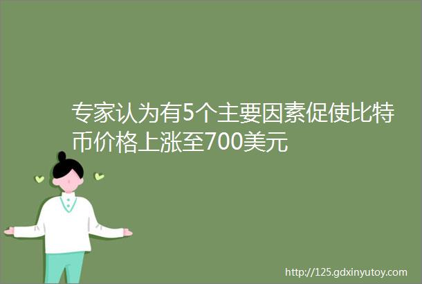 专家认为有5个主要因素促使比特币价格上涨至700美元