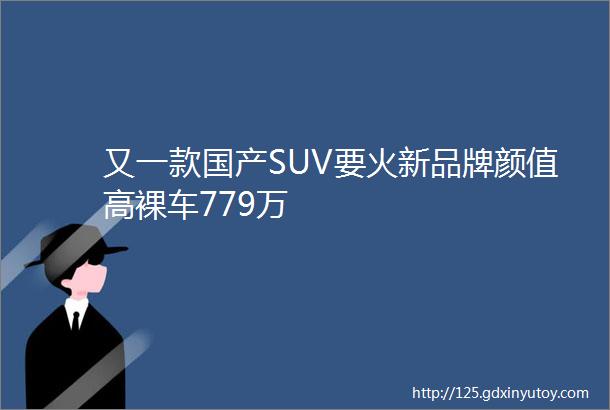 又一款国产SUV要火新品牌颜值高裸车779万