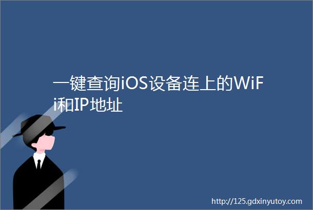 一键查询iOS设备连上的WiFi和IP地址