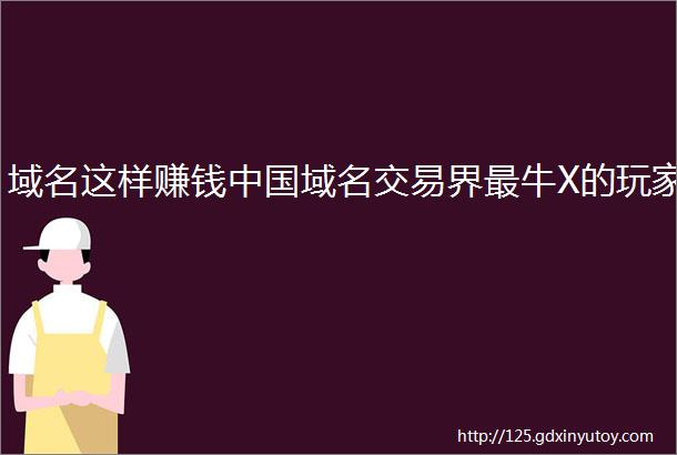 域名这样赚钱中国域名交易界最牛X的玩家