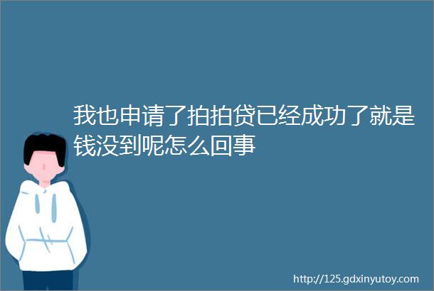 我也申请了拍拍贷已经成功了就是钱没到呢怎么回事