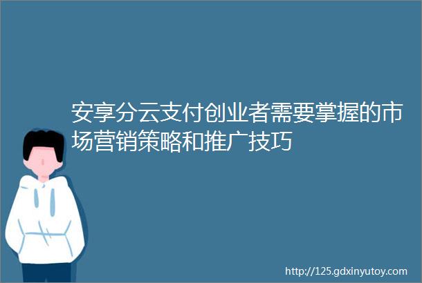 安享分云支付创业者需要掌握的市场营销策略和推广技巧