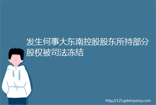 发生何事大东南控股股东所持部分股权被司法冻结