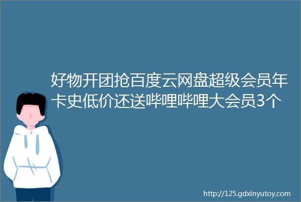 好物开团抢百度云网盘超级会员年卡史低价还送哔哩哔哩大会员3个月或优酷VIP会员3个月方便省时高效安全有保障