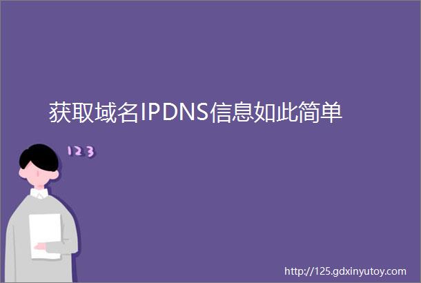 获取域名IPDNS信息如此简单