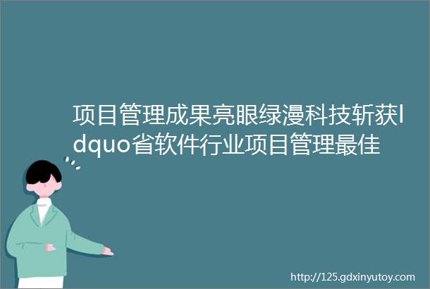 项目管理成果亮眼绿漫科技斩获ldquo省软件行业项目管理最佳推广价值奖rdquo